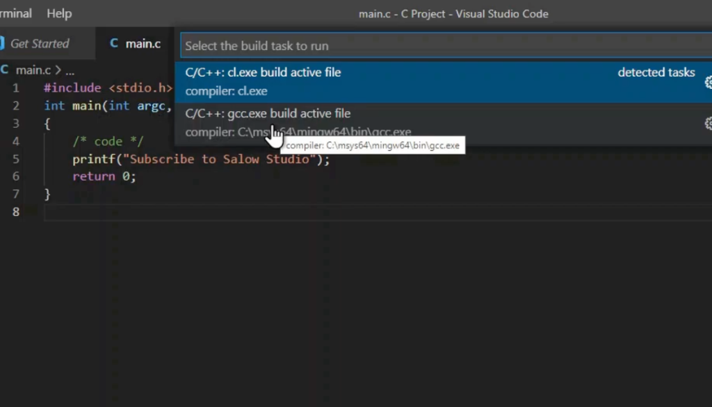 Running C Program on Visual Studio