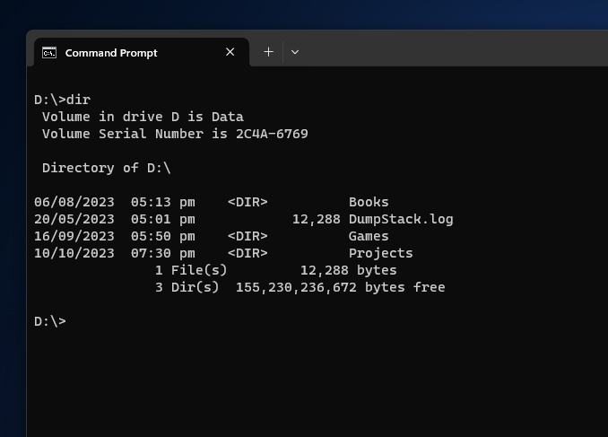 Command prompt windows CLI